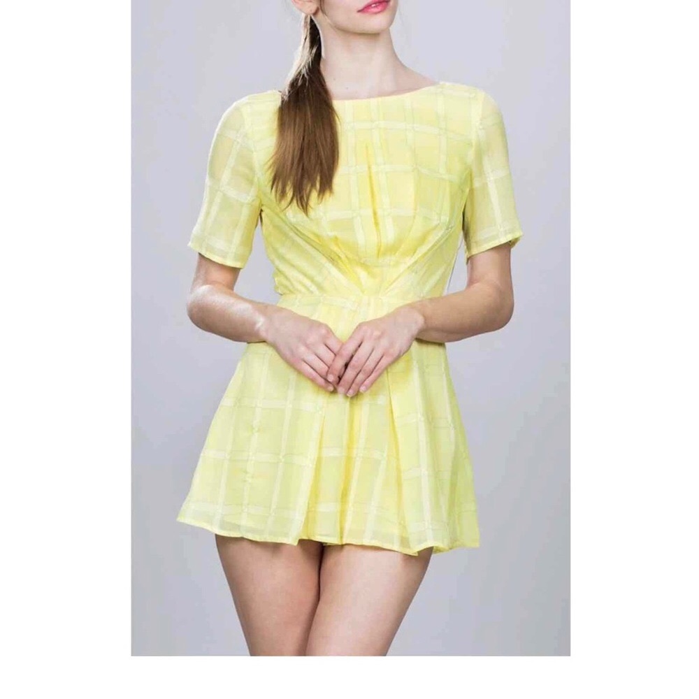 Ark & Co Yellow Plaid Cut Out Back Romper